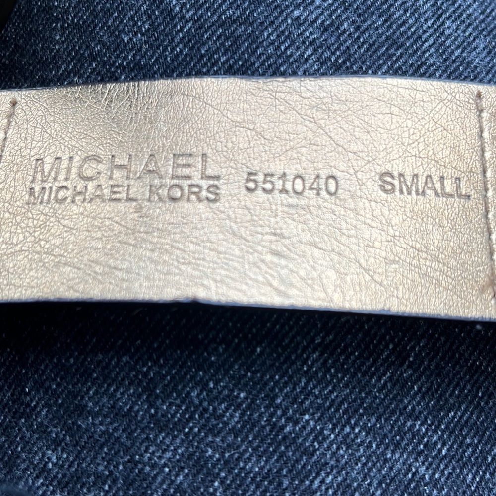 Michael Kors, metallic gold, snake, skin, cheetah, print, gold studs belt, S - Picture 5 of 6